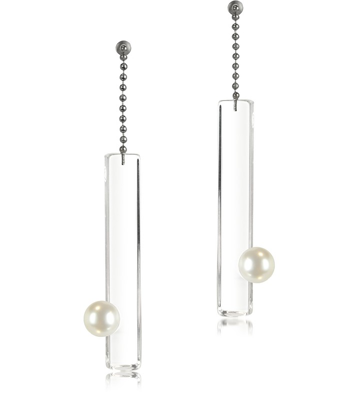 MM6 Maison Martin Margiela Lucite Earrings with Pearls at FORZIERI