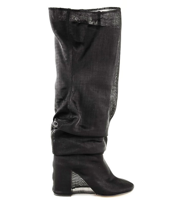 Black Leather Covered Knee-high Women's Boots - MM6 Maison Martin Margiela