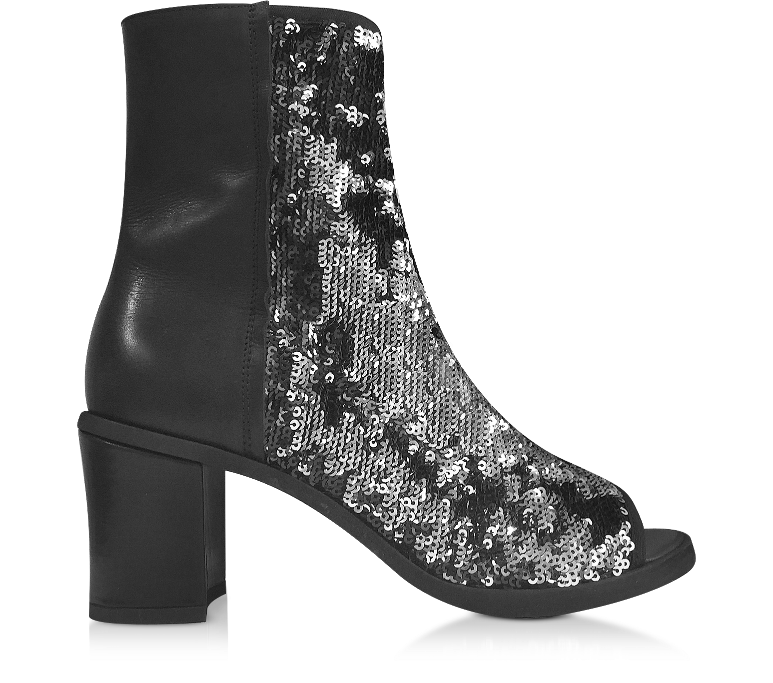 MM6 Maison Martin Margiela Black and Silver Sequins Open-toe Bootie 36 ...