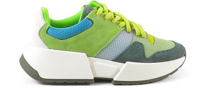 Green and Turquoise Women's Chunky Sneakers - MM6 Maison Martin Margiela / MM6 ]}^}WF