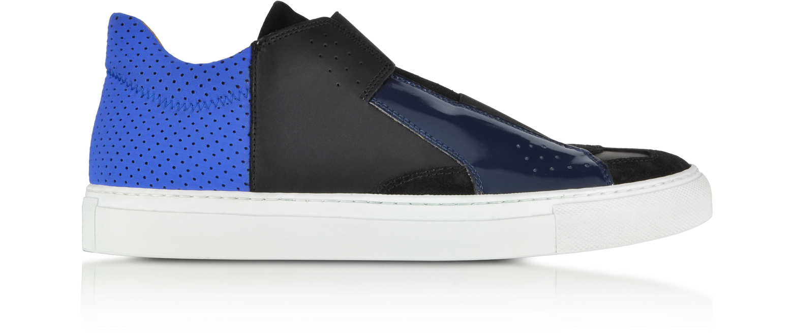 MM6 Maison Martin Margiela Black and Blue Leather and Fabric Sneaker 40 ...