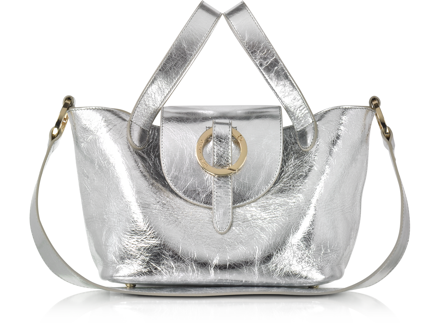silver metallic crossbody bag