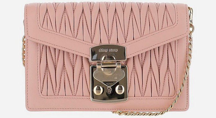 Pink Nappa Leather Shoulder Bag w/Flap Top - Miu Miu