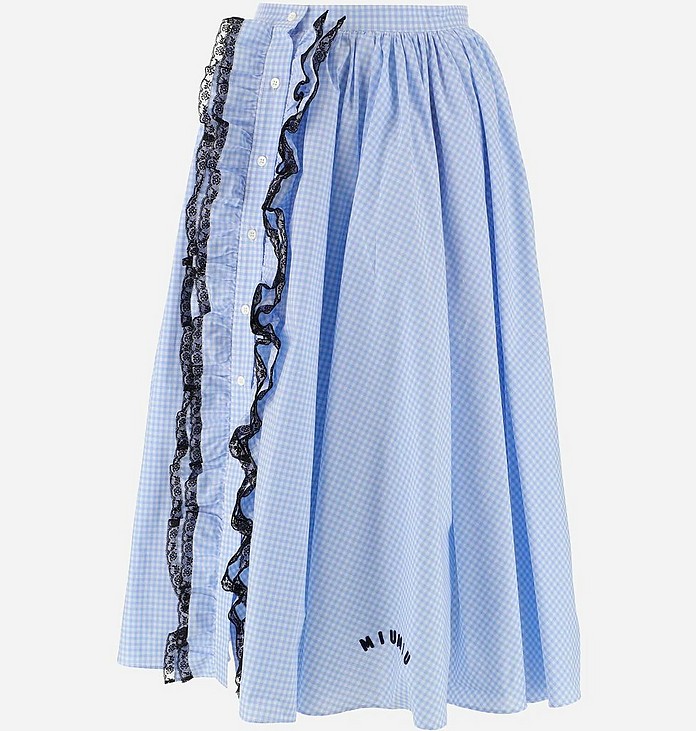 Vichy Cotton Women's Midi Skirt - Miu Miu