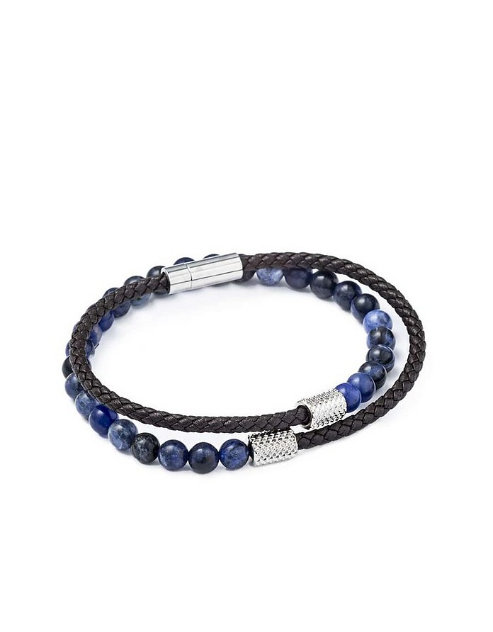 Blue Sodalite Beads Wrap Men's Bracelet - Mon Art