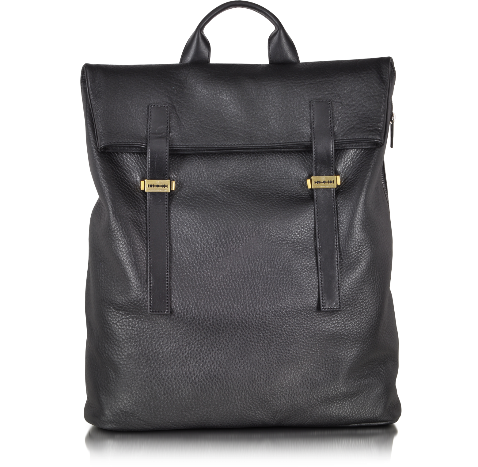 McQ Alexander McQueen Black Mix Grainy Leather Double Strap Backpack at ...