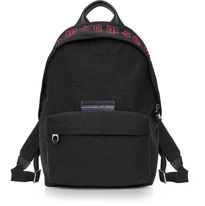 McQ Red Gothic Repeat Black Cotton Classic Backpack - McQ Alexander McQueen