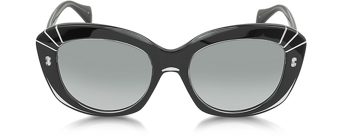 AMQ4214/S Black Acetate Cat-Eye Sunglasses - Alexander McQueen