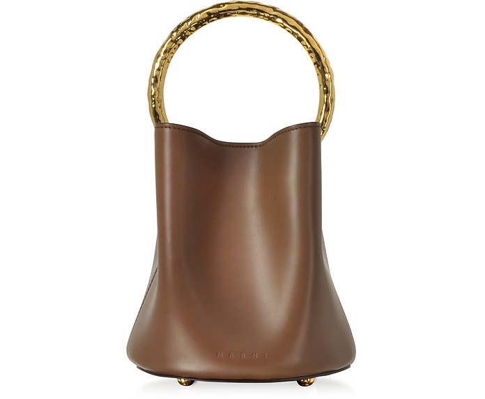 Pannier Leather Bucket Bag w/Metal Handle - Marni