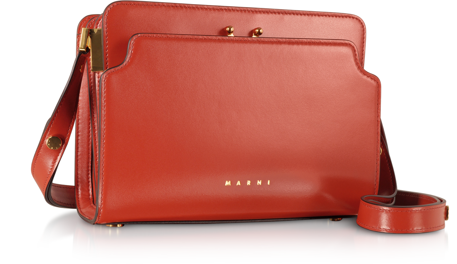 Marni Red Trunk Reverse Leather Shoulder Bag at FORZIERI