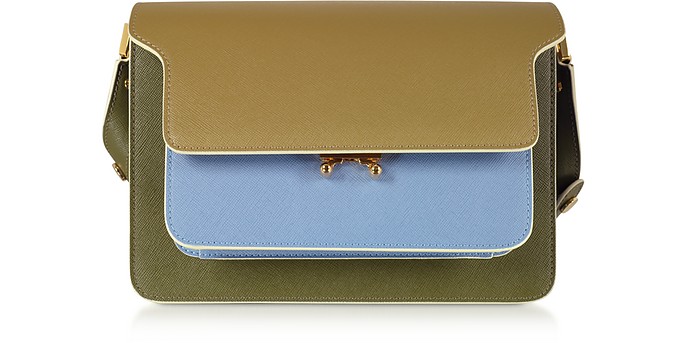 Color Block Saffiano Leather Mini Trunk Bag - Marni
