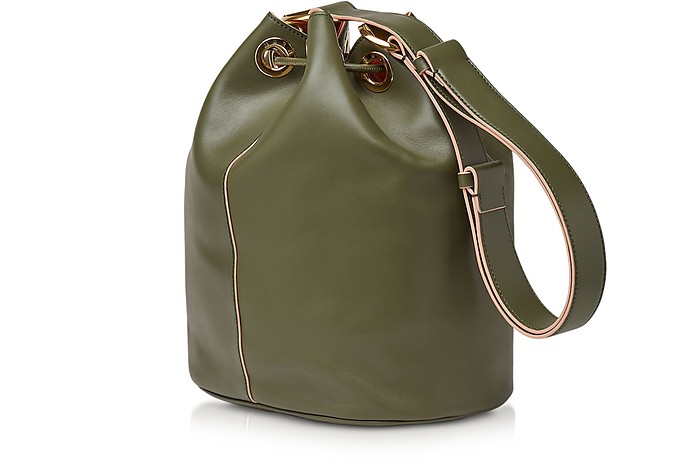 Marni / マルニ モスグリーン Earring Leather Drawstring Bucket bag 