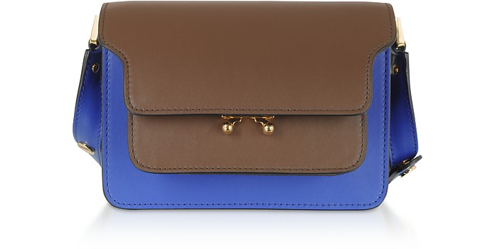 Marni Chestnut Color Block Leather Small Trunk Bag at FORZIERI