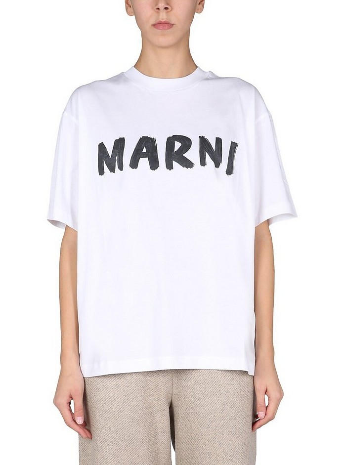 T-Shirt With Logo Print - Marni