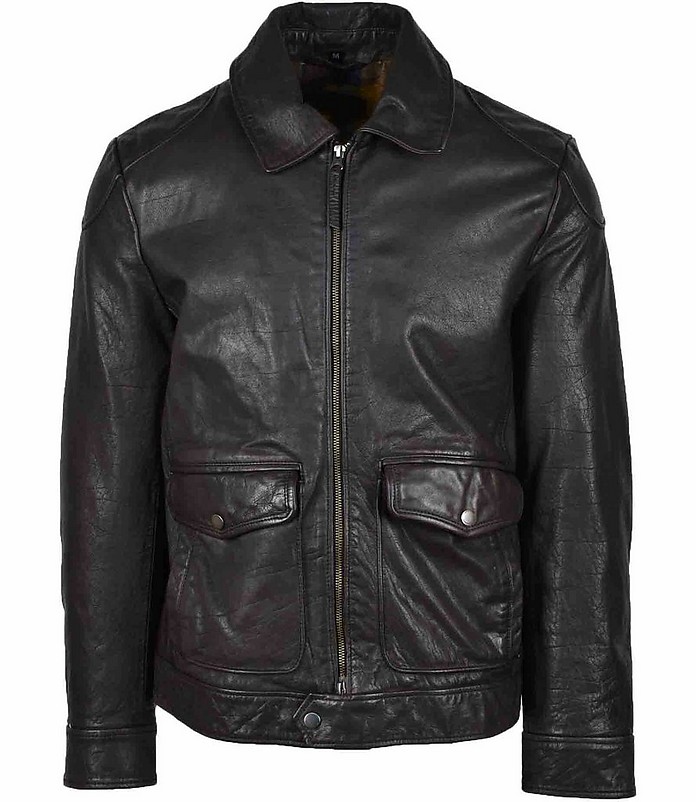 Men's Brown Leather Jacket - Minoronzoni