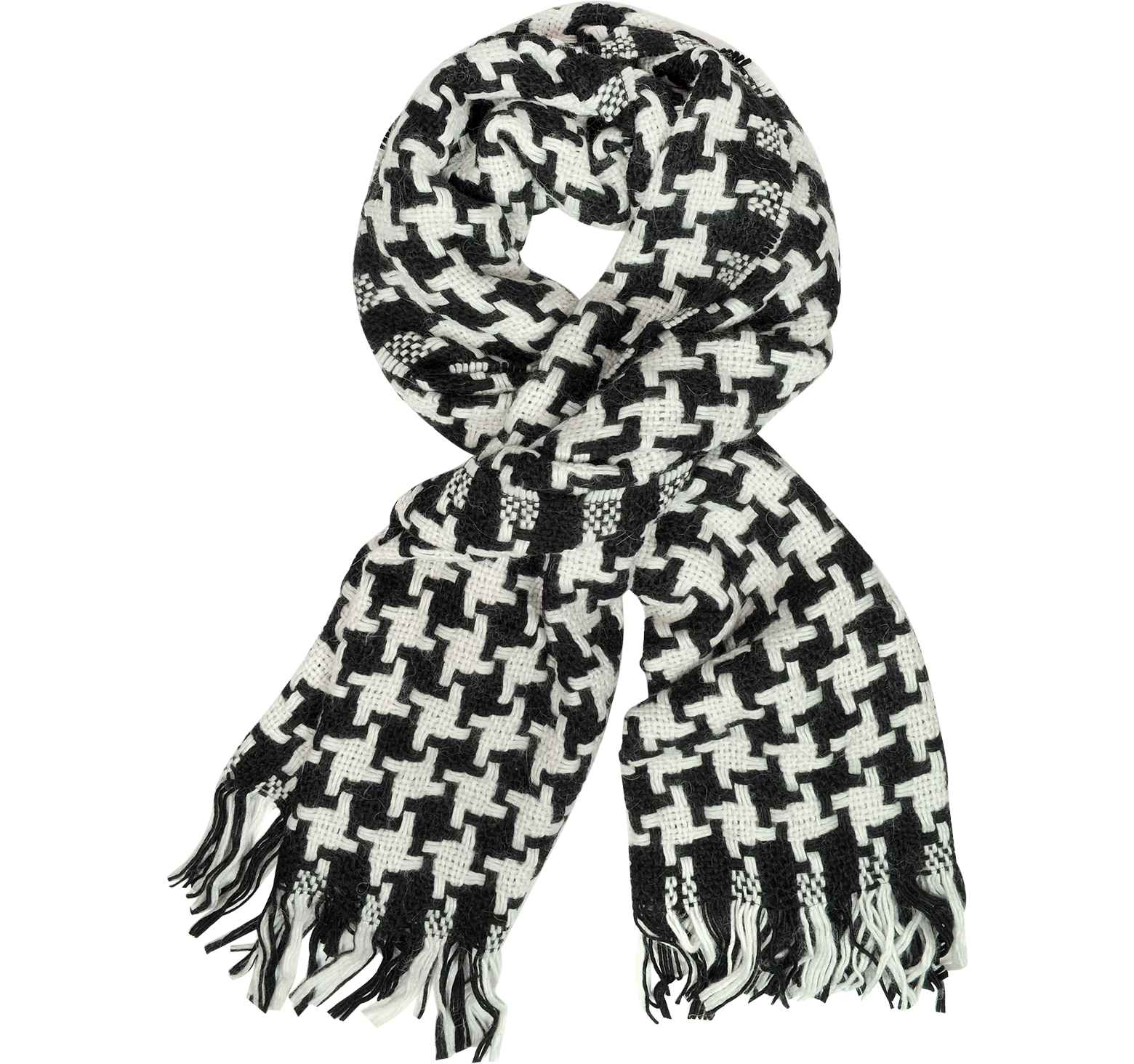 Moschino Black and White Oversized Wool Scarf at FORZIERI