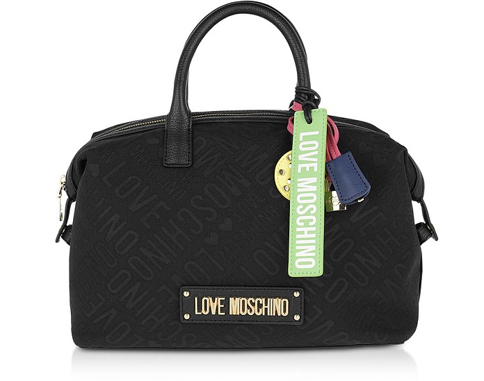 Black Signature Canvas Satchel bag - Love Moschino