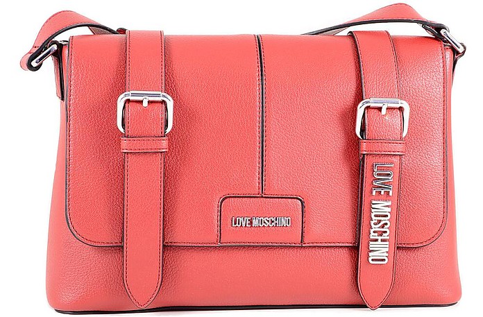 Red Eco Leather Messenger Bag - Love Moschino