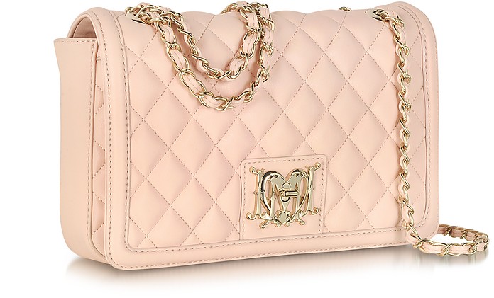 Moschino Powder Pink Quilted Eco Leather Shoulder Bag at FORZIERI