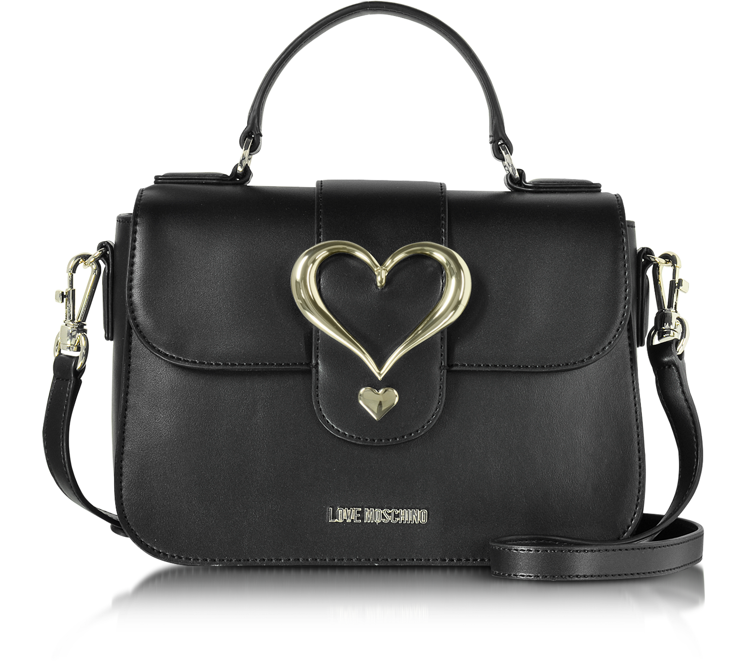 Eco Leather Satchel Bag w/Heart Buckle 