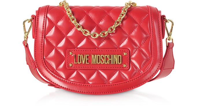 New Quilted Eco Leather Top Handle Crossbody - Love Moschino
