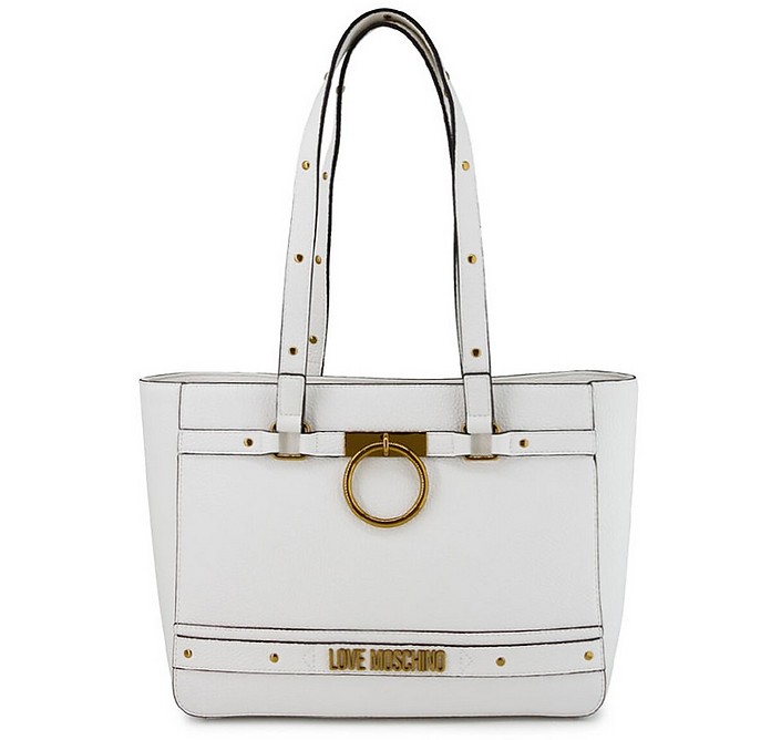 White Studded Tote Bag - Love Moschino