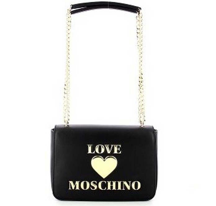Black Chain Shoulder Bag - Love Moschino