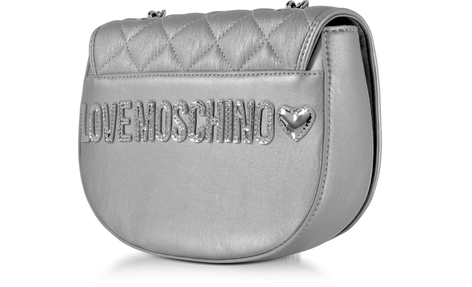 Love Moschino Silver Metallic Quilted 