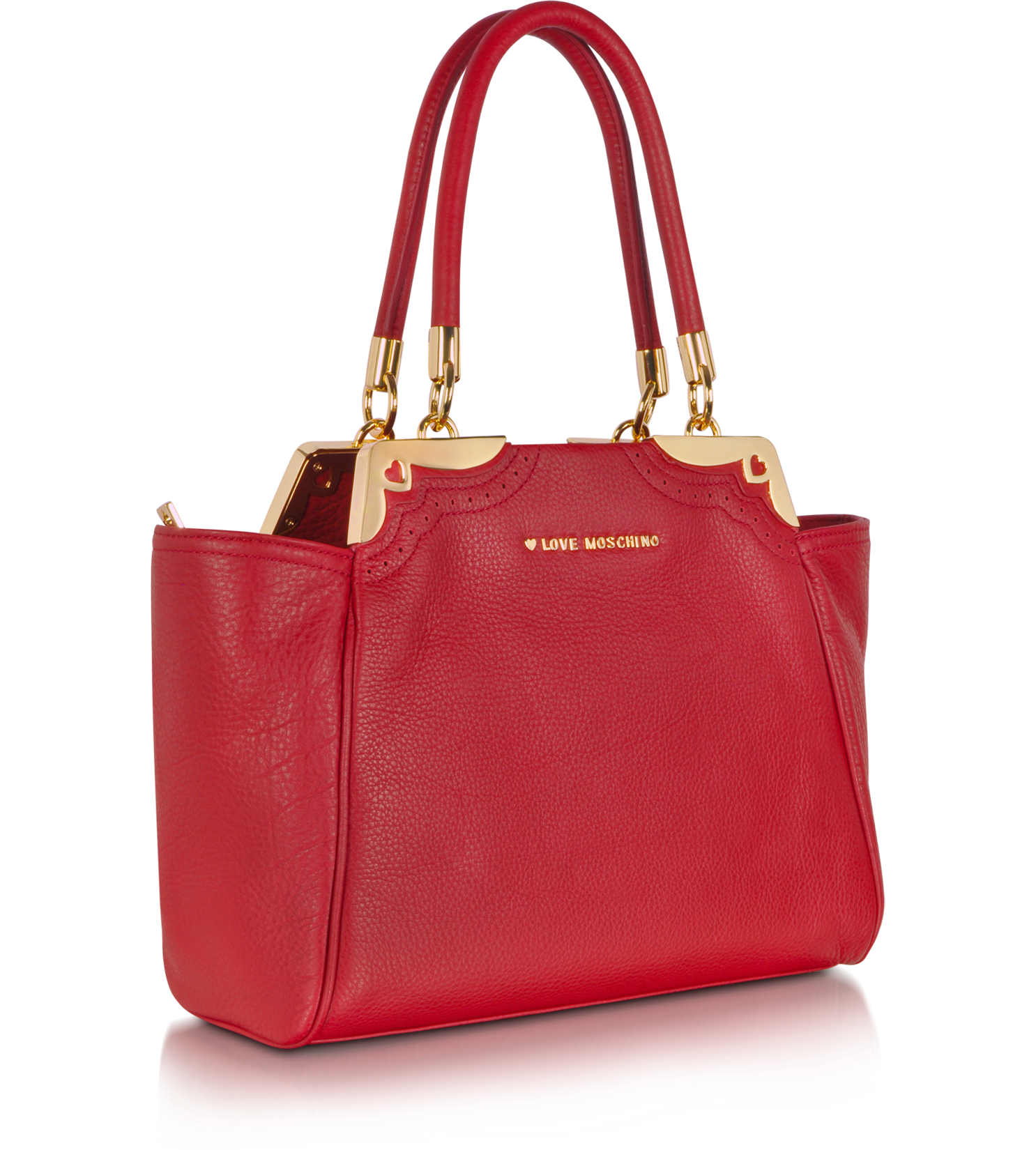 Moschino Red Love Moschino Calf Leather Satchel at FORZIERI