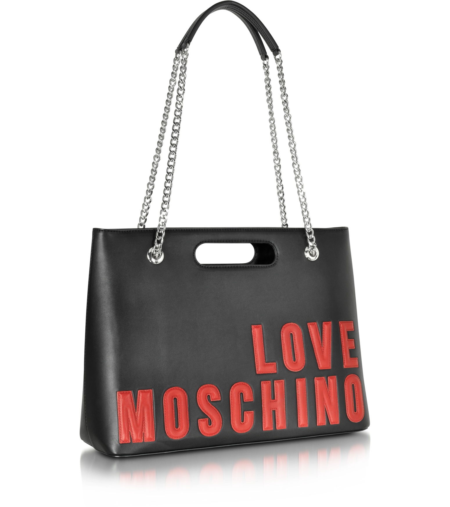 Love Moschino Large Black Eco Leather Tote at FORZIERI