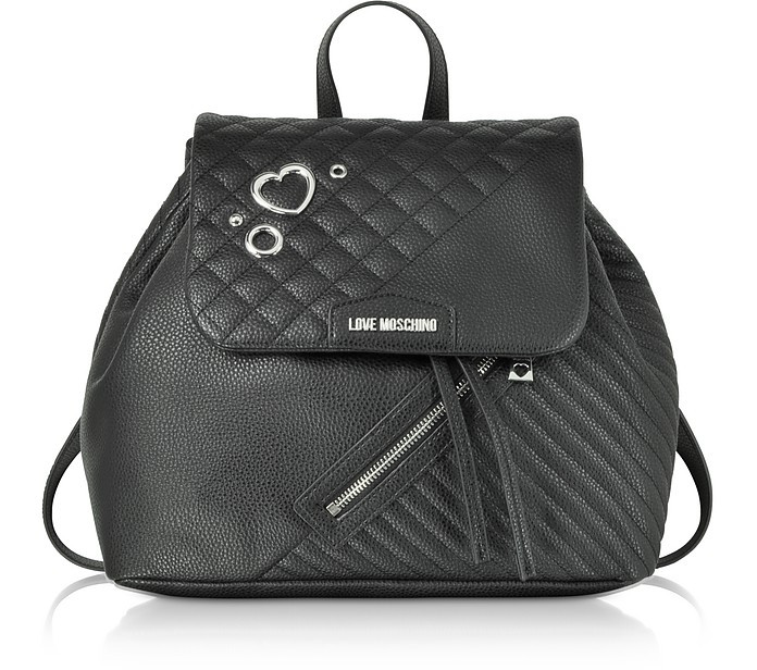 Black Quilted Eco Leather Backpack - Love Moschino