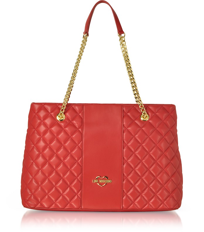 Quilted Eco Leather Tote Bag - Love Moschino