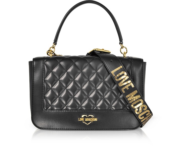 Quilted Eco Leather Top Handle Bag - Love Moschino