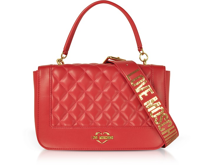 Quilted Eco Leather Top Handle Bag - Love Moschino