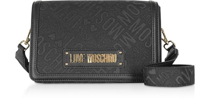 Signature Fabric Black Shoulder Bag - Love Moschino