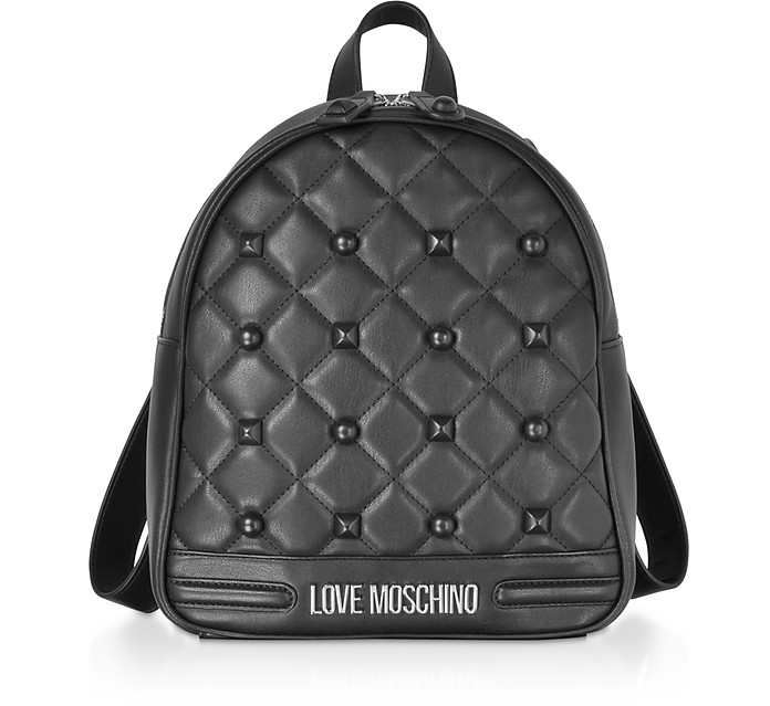 Black Eco-leather Studded Backpack - Love Moschino