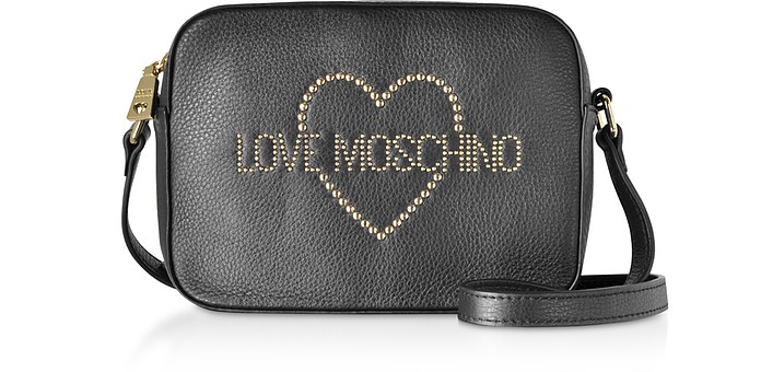 Small Leather Crossbody bag w/ Golden Studs - Love Moschino