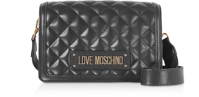 Quilted Eco-leather Signature Crossbody Bag - Love Moschino