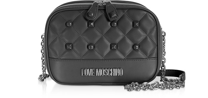 Quilted Eco-leather Crossbody Bag w/ Studs - Love Moschino