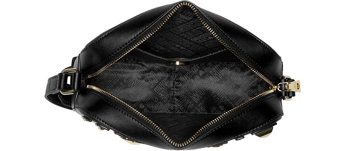 Love Moschino Black Heart Studs Eco-Leather Camera Bag at FORZIERI UK