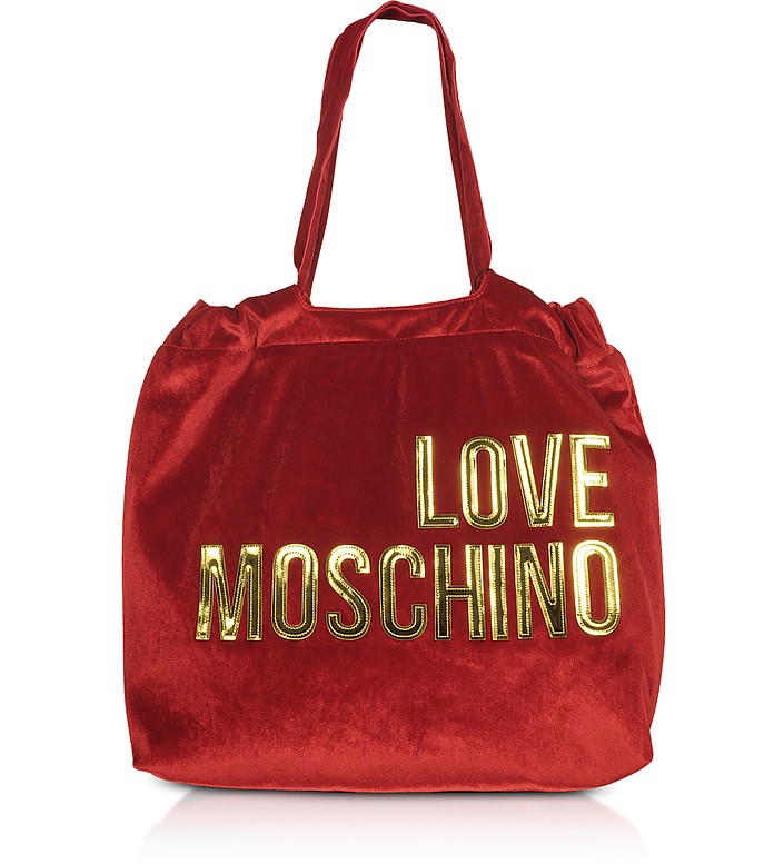 Signature Velvet Tote Bag - Love Moschino