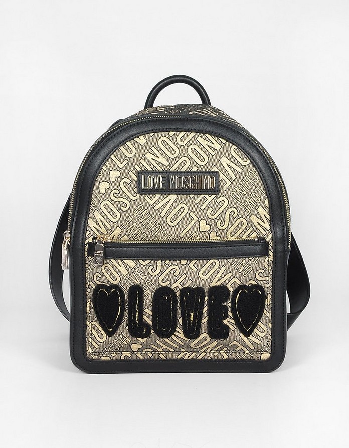 Signature Lurex, Canvas and Eco Leather Backpack - Love Moschino