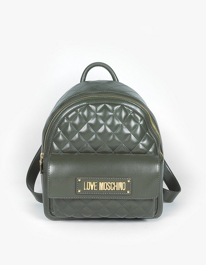Quilted Eco-Leather Signature Backpack - Love Moschino