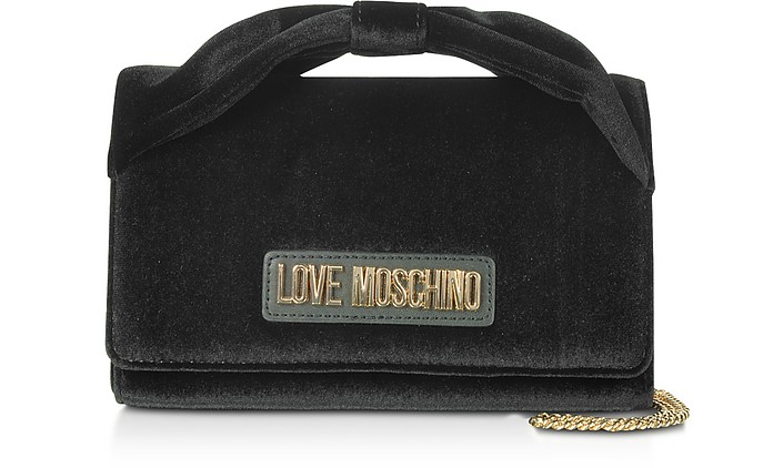 Black Velvet Bow Shoulder Bag - Love Moschino