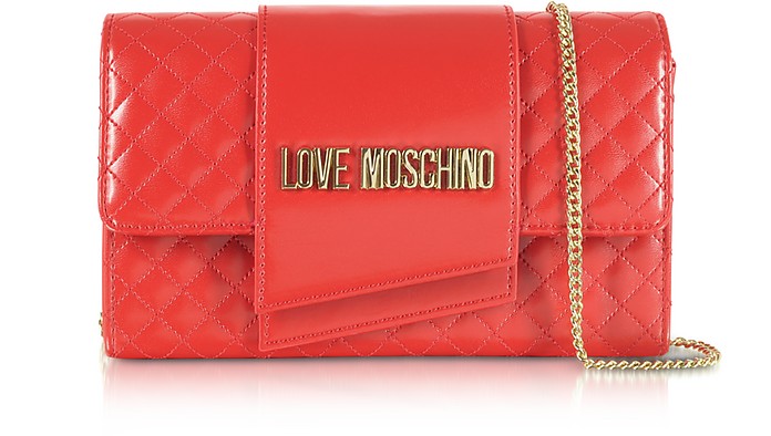 Quilted Eco-leather Clutch Bag - Love Moschino