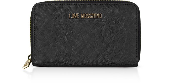 Saffiano Eco Leather Small Zip Around Women's Wallet - Love Moschino