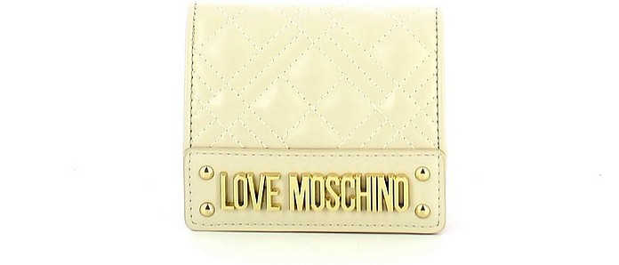 Ivory Small Quilted Wallet - Love Moschino