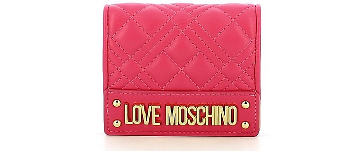 Fuchsia Quilted Snap Wallet - Love Moschino