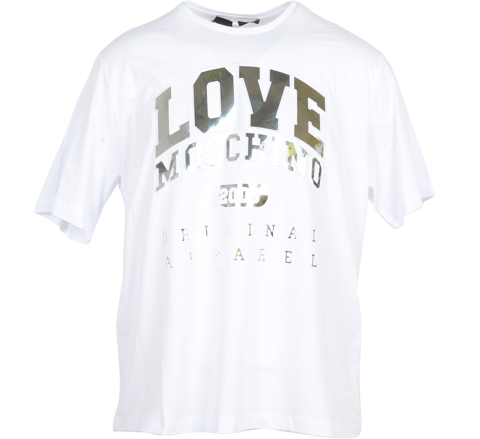 white and gold moschino t-shirt