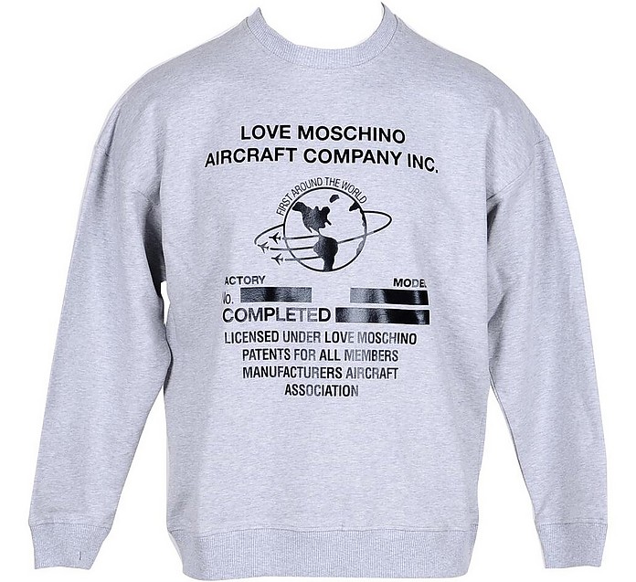 Gray Cotton Men's Sweatshirt - Love Moschino